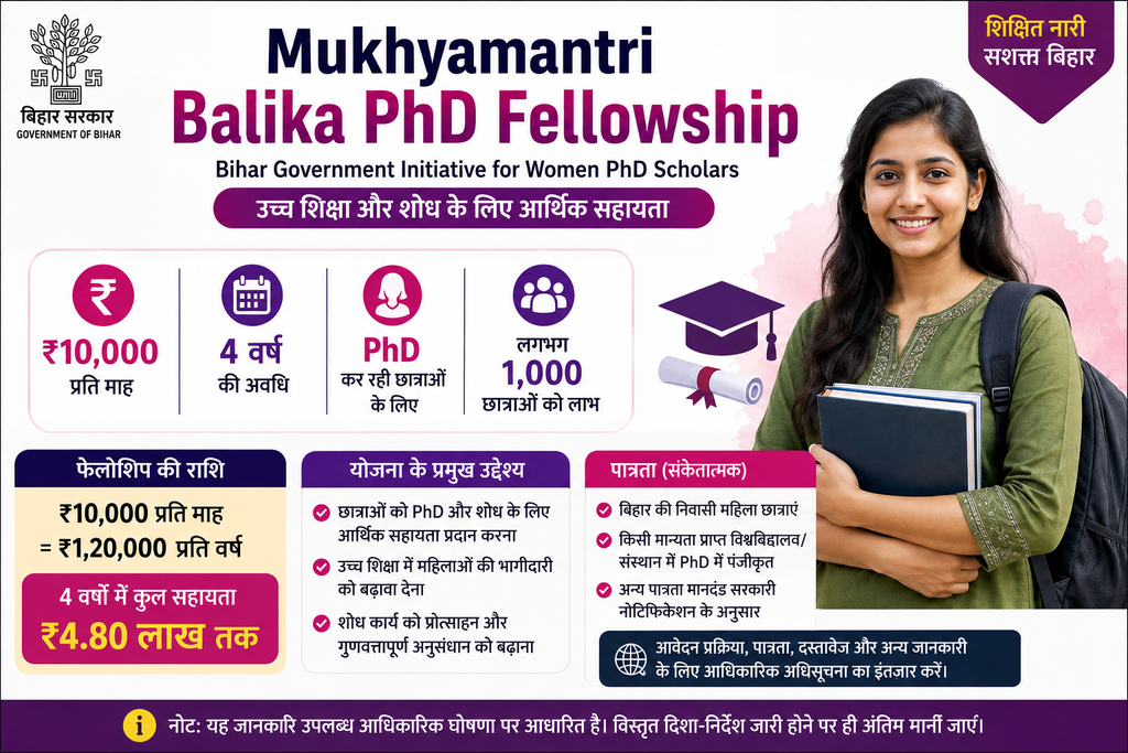 Mukhyamantri Balika PhD Fellowship
